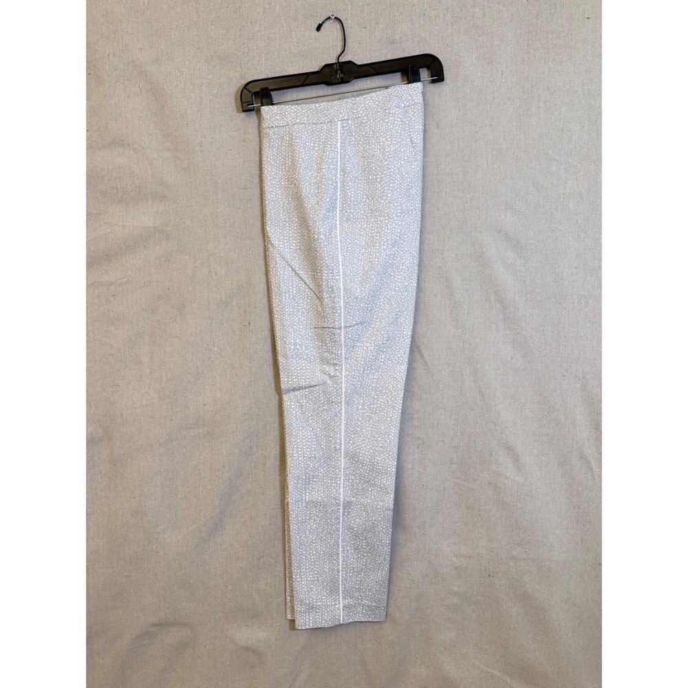 Nic+Zoe Womens Grey White Abstract Pebble Print Slim Leg Dress Pants Size 8